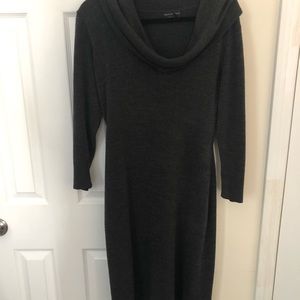Gray cowl neck sweater dress